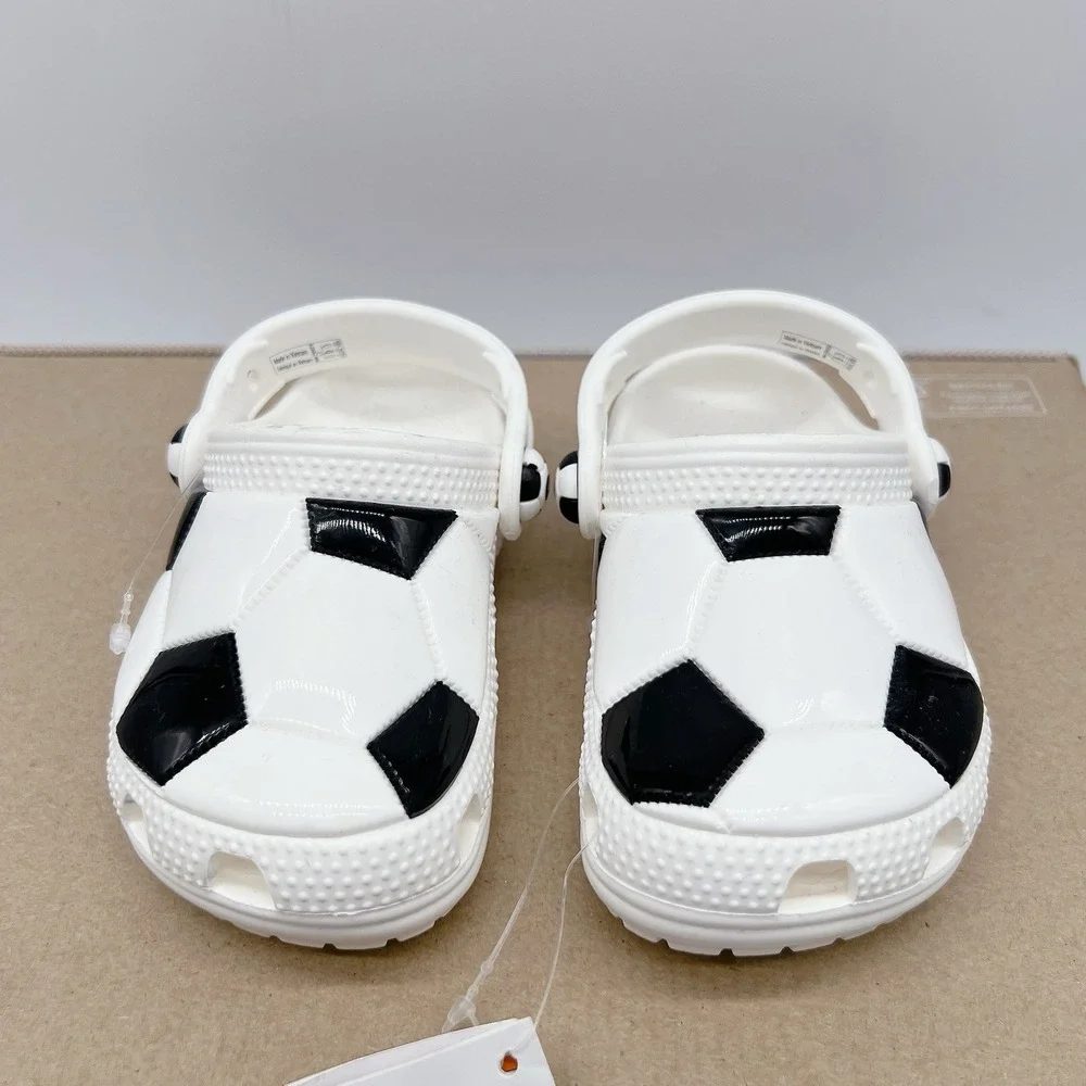 Crocs Classic Sports Kid's Soccer Clogs White Black Size C 7